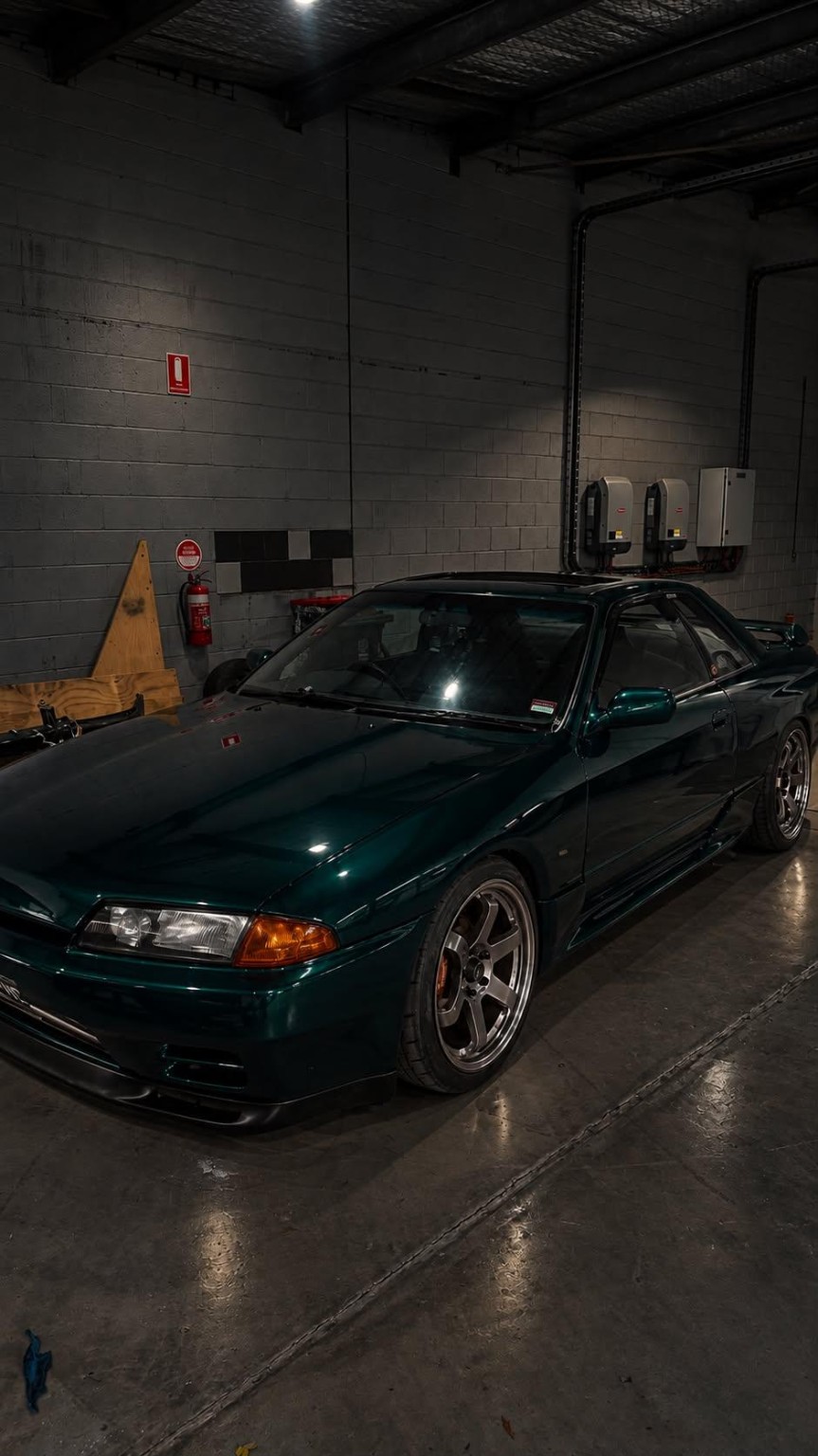 Green coupe — workshop view